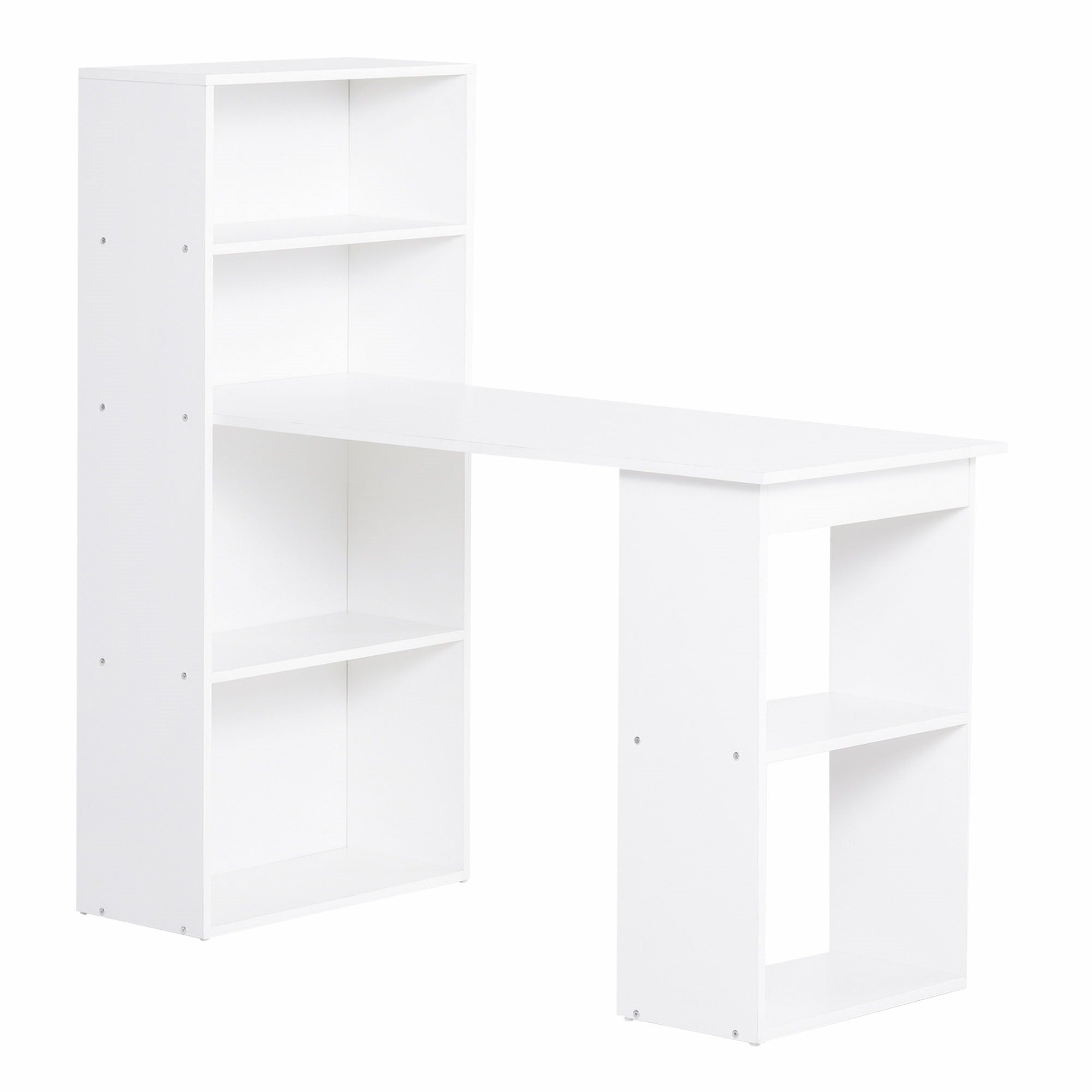 Easycomfort Scrivania Computer with Libreria Salvaspazio, Tavolo da Pranzo per Ufficio e Studio, 120x55x120 cm, white