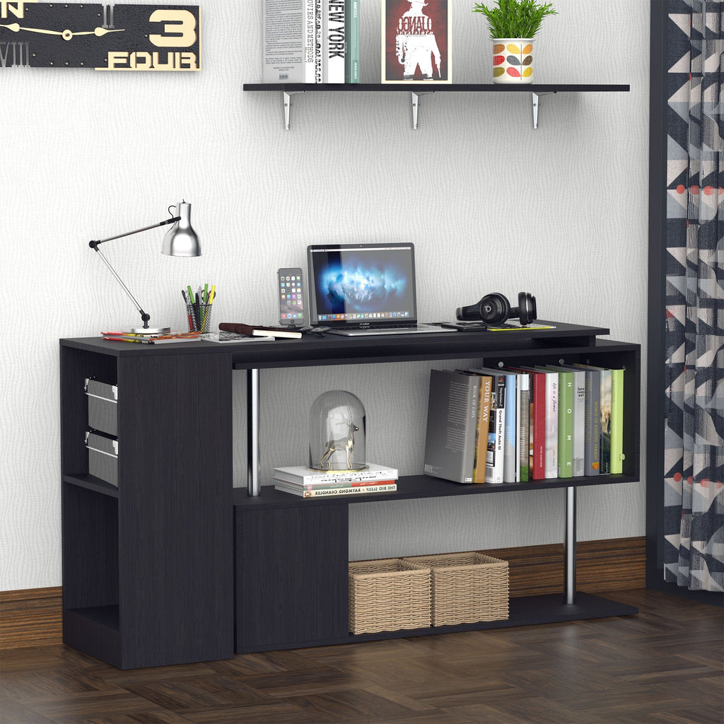 EasyComfort hoekbureau 360° draaibaar 140x120x78 cm - zwart