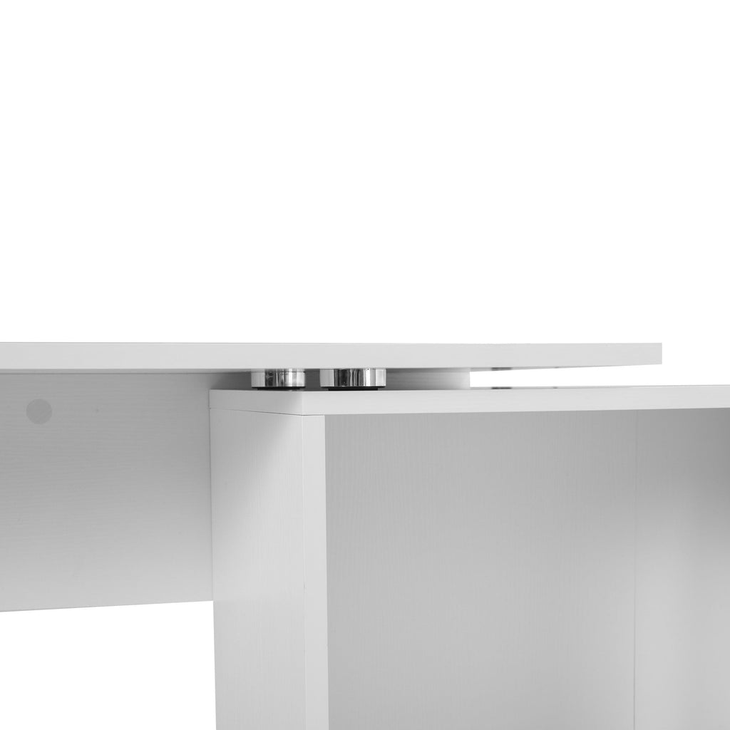 Easycomfort Scrivania Angolare with Libreria Scaffale in Legno white, Tavolo da Pranzo with Rotazione a 360°, 173x39.8x74 cm