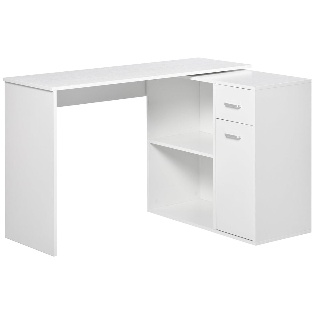 Easycomfort Scrivania Angolare with Libreria Scaffale in Legno white, Tavolo da Pranzo with Rotazione a 360°, 173x39.8x74 cm