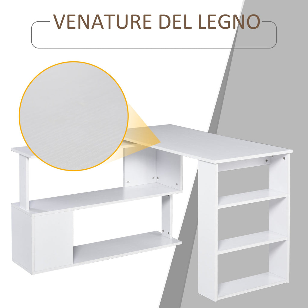 EasyComfort hoekbureau met 5 leLPGanken 120 x 110 x 74.5 cm wit