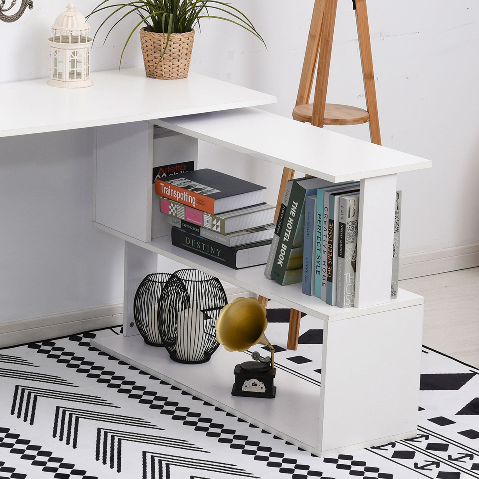 EasyComfort hoekbureau met 5 leLPGanken 120 x 110 x 74.5 cm wit
