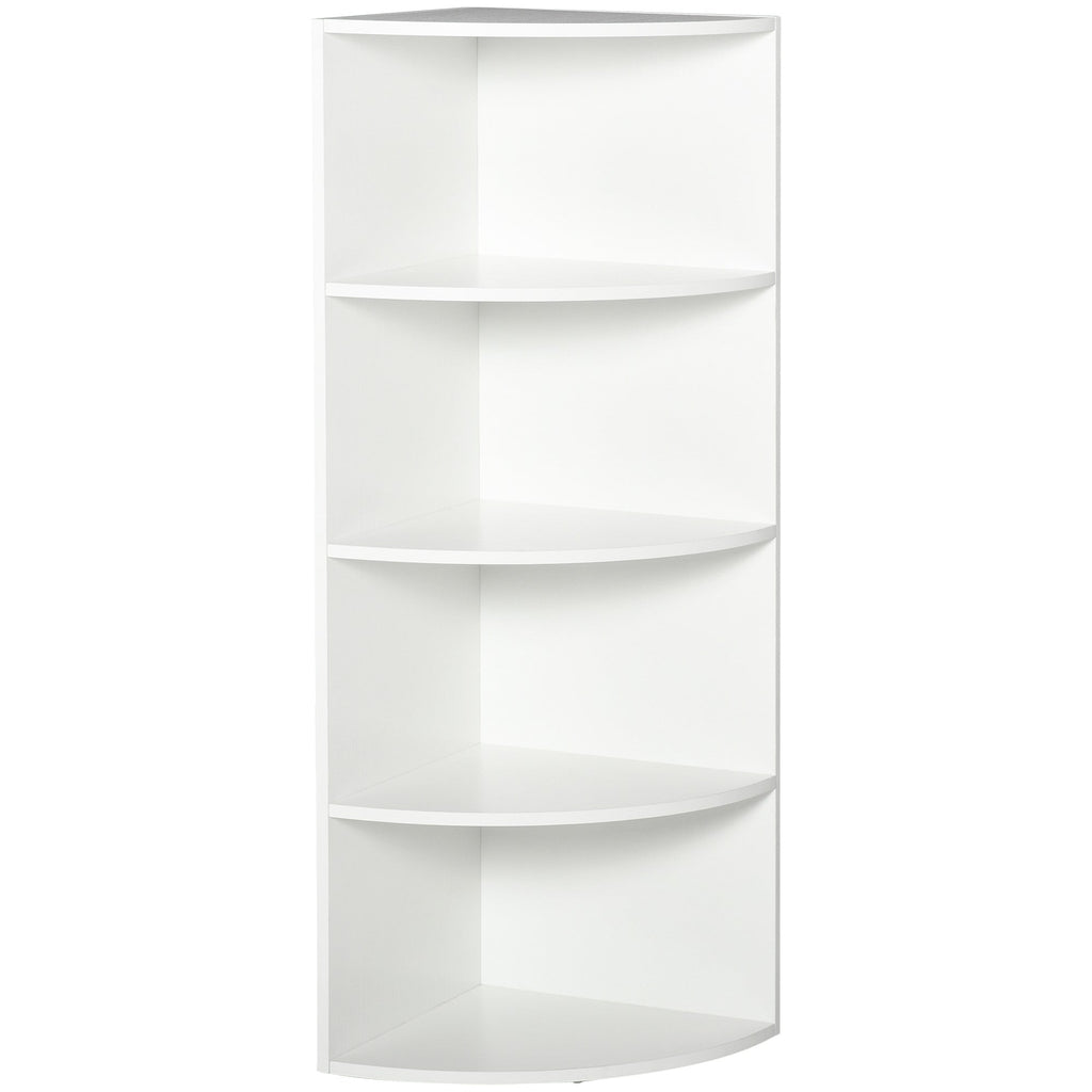 EasyComfort Libreria ad Angolo 4 Ripiani a Muro e Parete 39.5x39.5x120cm white Legno