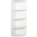 EasyComfort Libreria ad Angolo 4 Ripiani a Muro e Parete 39.5x39.5x120cm white Legno