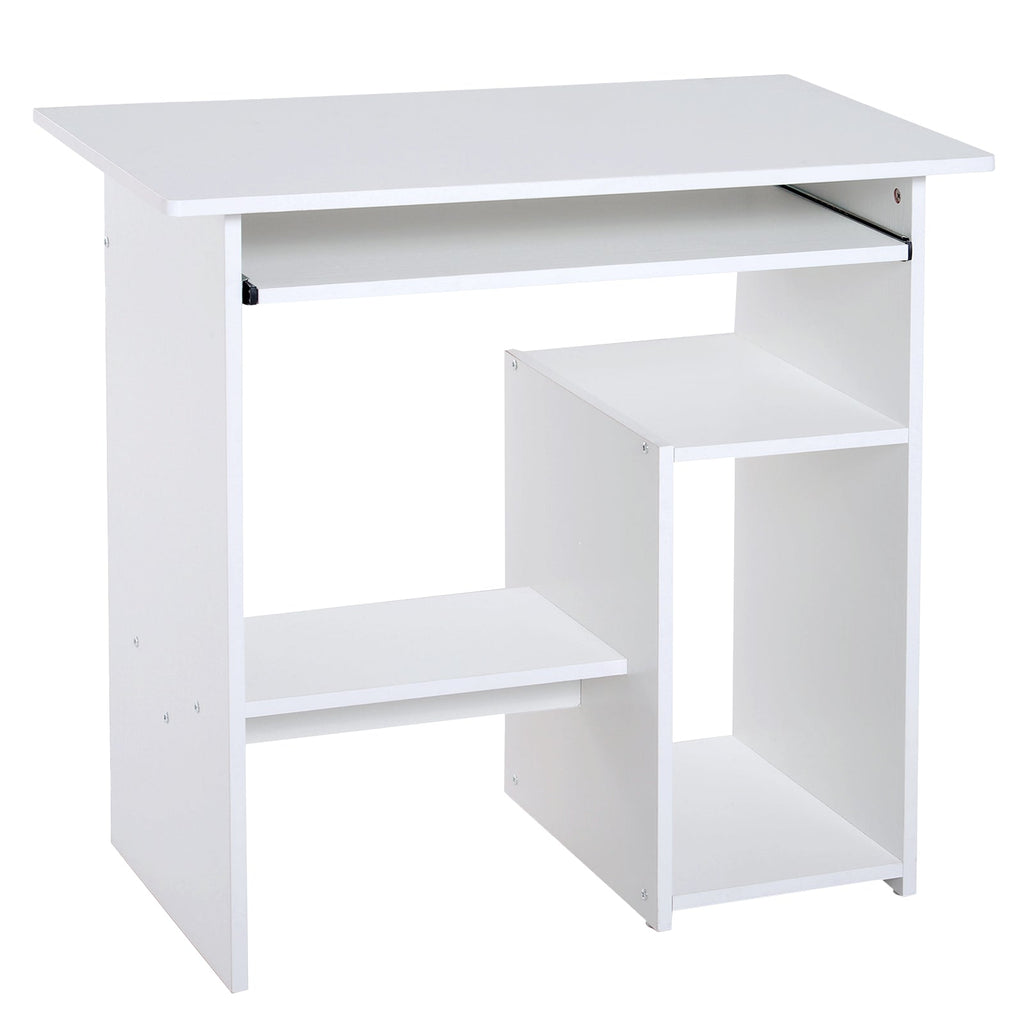 Easycomfort Scrivania per Computer Porta PC Moderna Salvaspazio, Scrivania da Uffcio with Ripiano per CPU e Mensola Tastiera Estraibile in Legno, 80x45x75cm, white