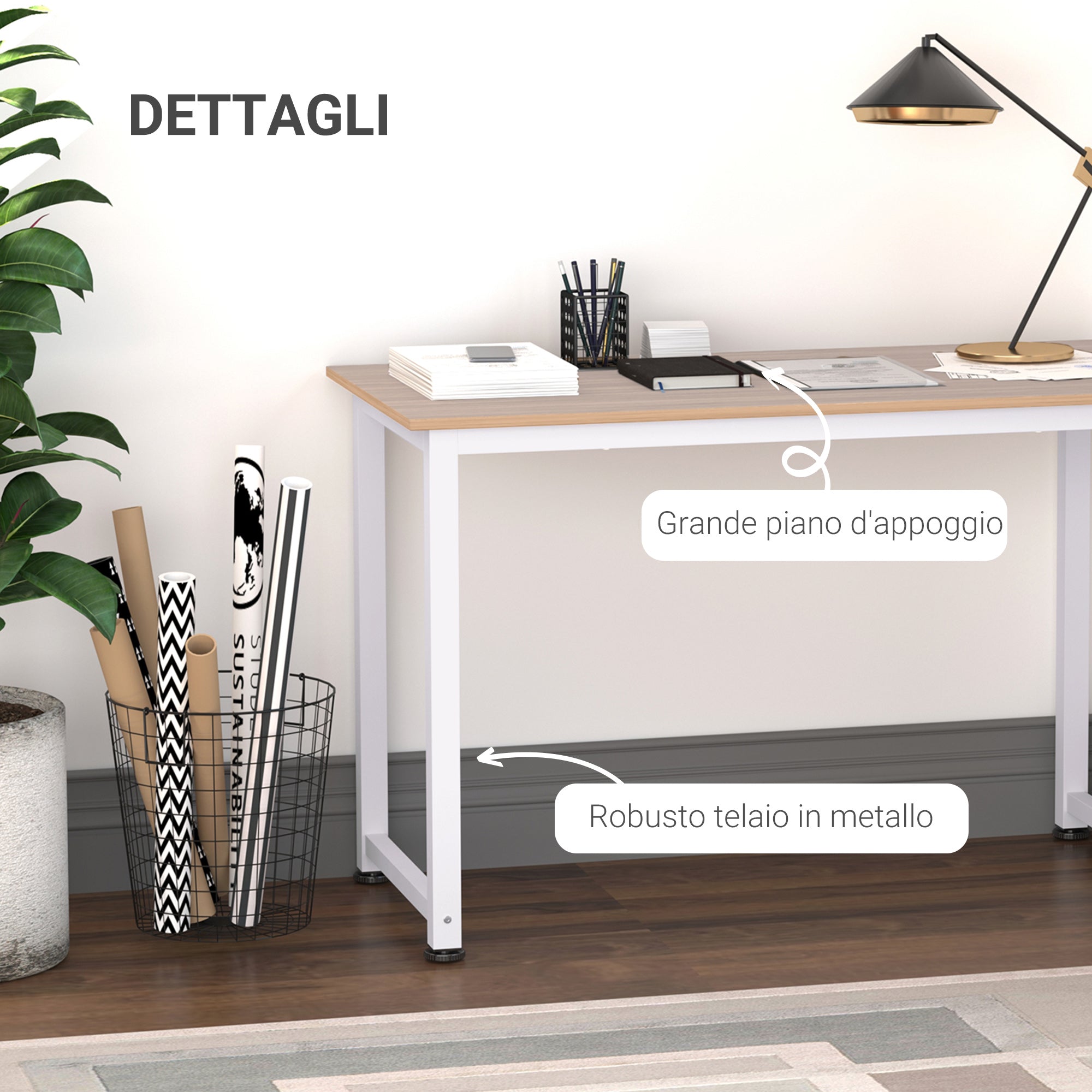 EasyComfort Bureau 120x60x76 cm MDF met metalen frame