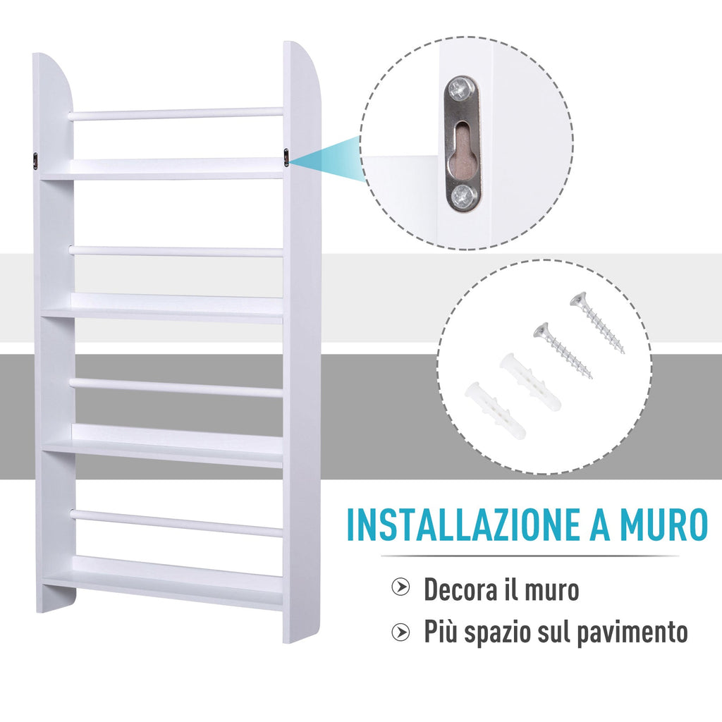 Easycomfort Libreria da Parete with 4 Ripiani in Legno white Impermeabile, Carico Massimo 30kg (59cm x 12cm x 113cm)