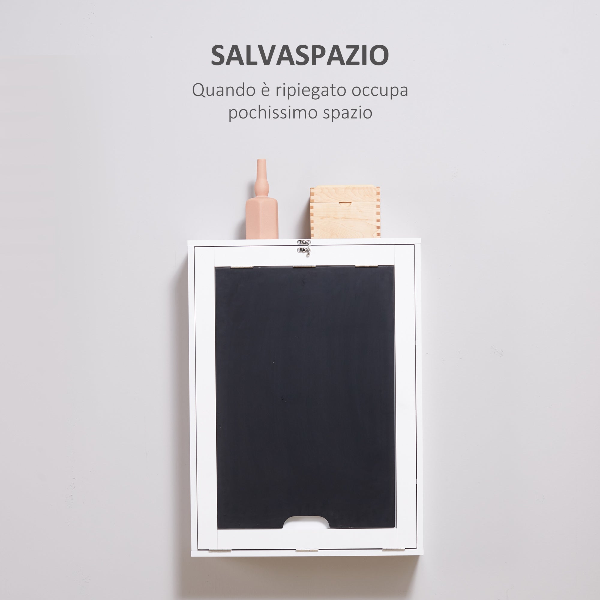 Easycomfort Tavolo Pieghevole da Parete Salvaspazio, Scrivania, Tavolo da Pranzo with Scaffali e Lavagnetta (60x94.5x147cm)