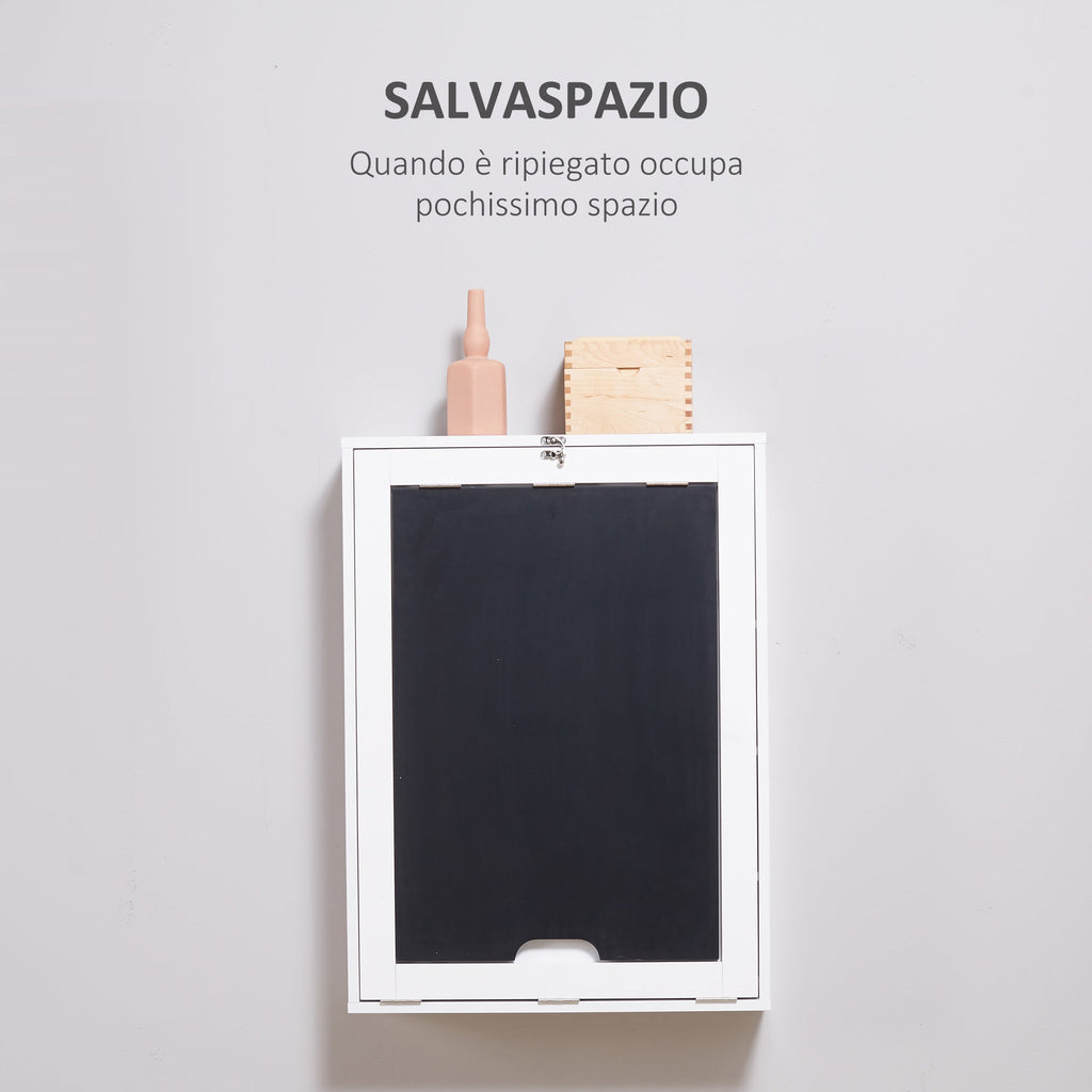 Easycomfort Tavolo Pieghevole da Parete Salvaspazio, Scrivania, Tavolo da Pranzo with Scaffali e Lavagnetta (60x94.5x147cm)