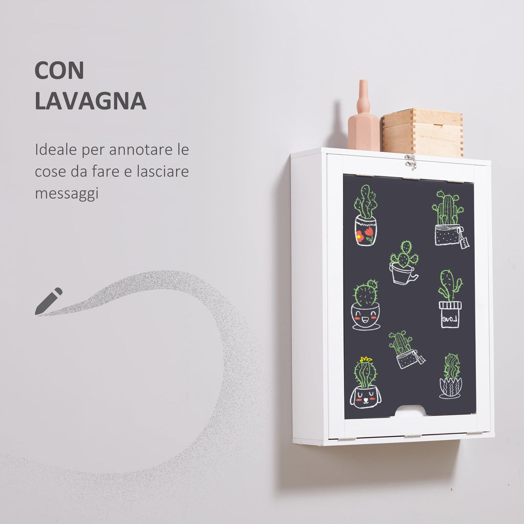Easycomfort Tavolo Pieghevole da Parete Salvaspazio, Scrivania, Tavolo da Pranzo with Scaffali e Lavagnetta (60x94.5x147cm)