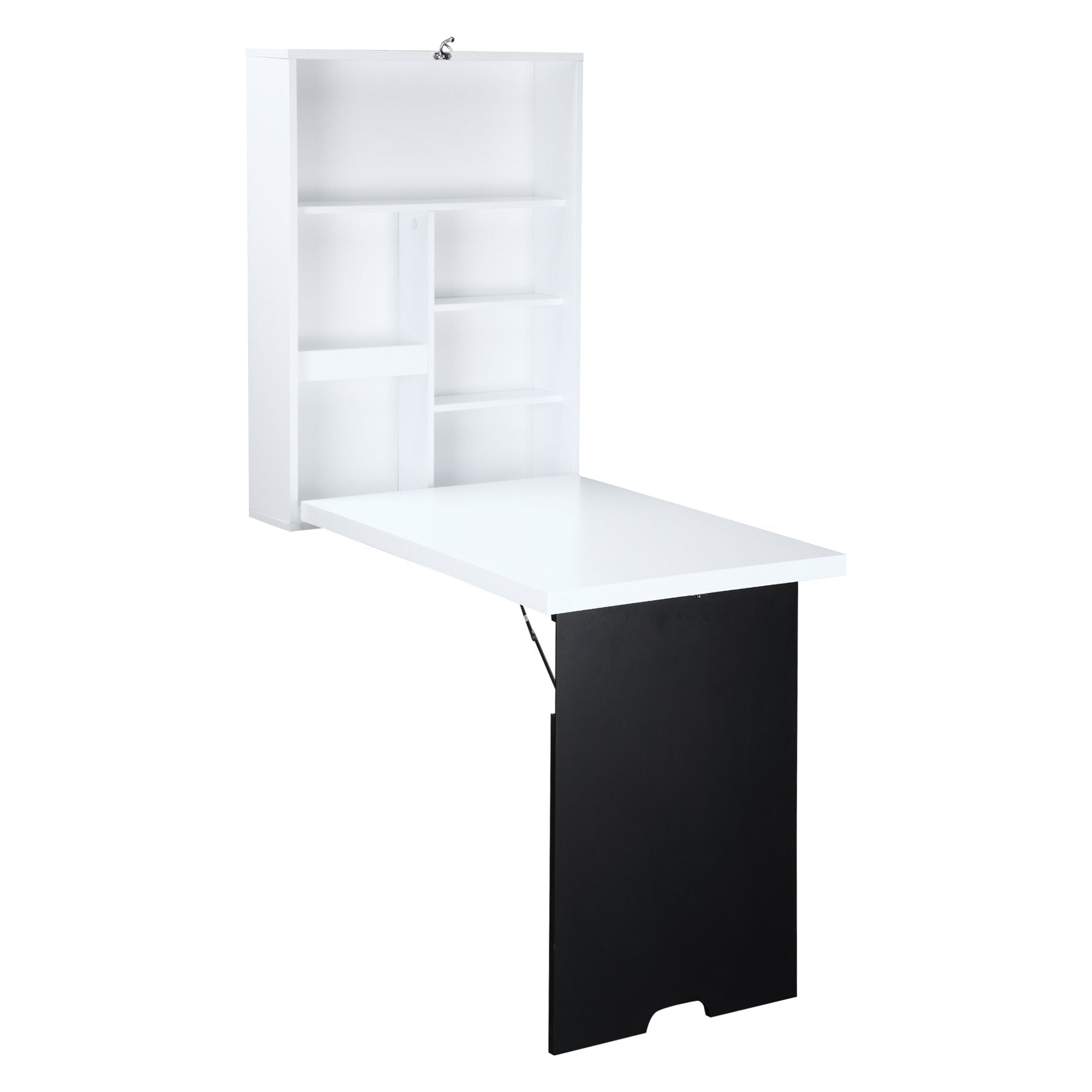 Easycomfort Tavolo Pieghevole da Parete Salvaspazio, Scrivania, Tavolo da Pranzo with Scaffali e Lavagnetta (60x94.5x147cm)