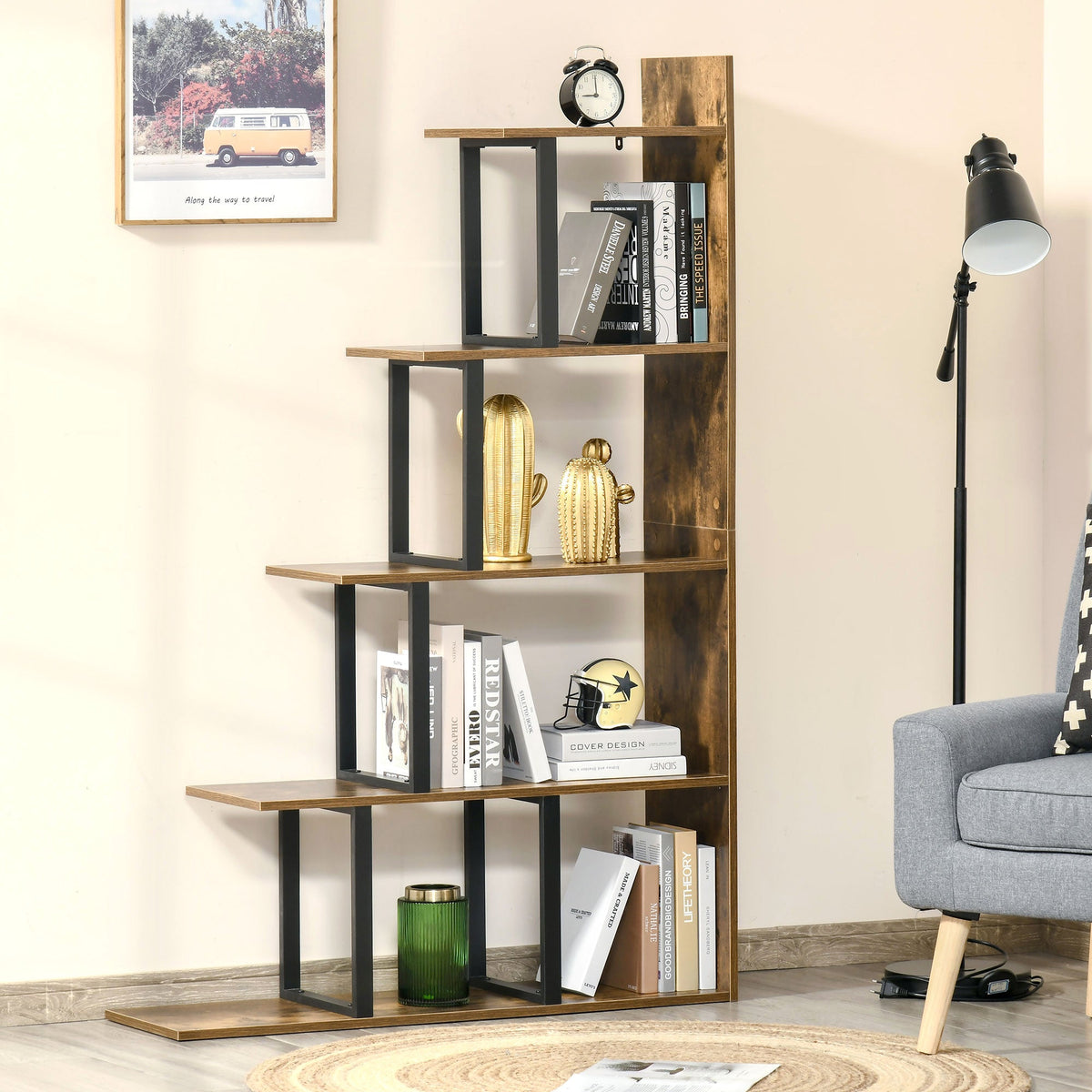 EasyComfort industriële boekenkast 5 leLPGanken 102x30x160 cm