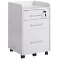 EasyComfort Cassettiera Portadocumento da Ufficio Bianca in Legno, 3 Cassetti with Chiavi e 5 Ruote 39.2 x 40 x 65.4cm