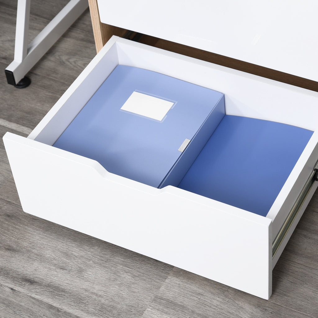 EasyComfort ladekast met 3 lades – hoogglans wit en houtkleur