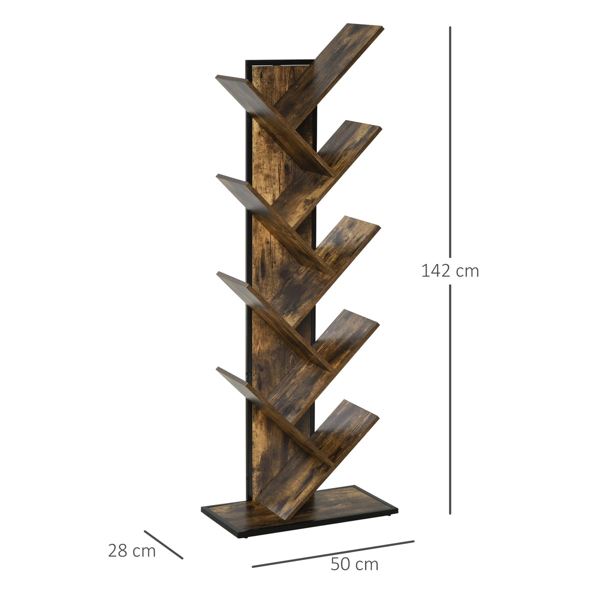 EasyComfort boomvormige boekenkast 10 schappen 50x28x142 cm