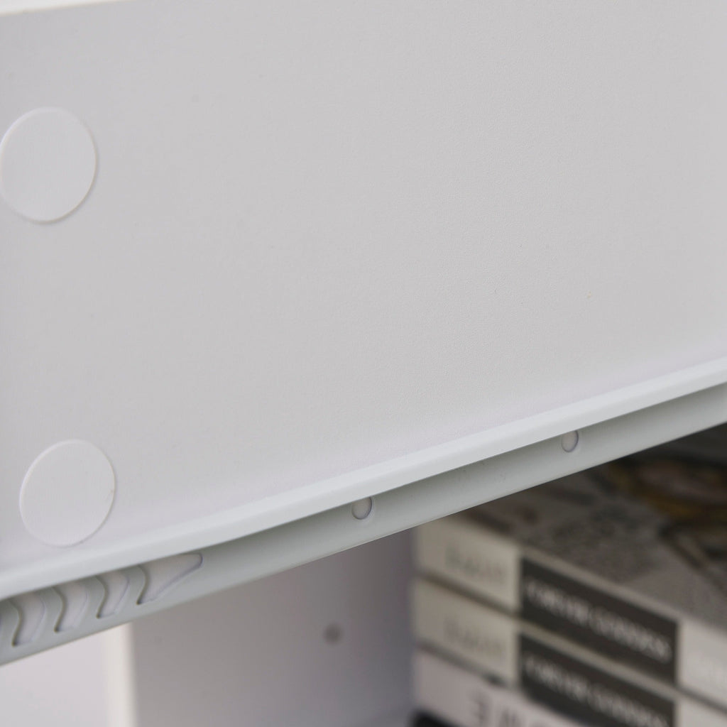 Easycomfort Scrivania per Computer Compatta, Scrivania PC Fisso in Legno white with Ripiano Tastiera Estraibile e Mensole 104x48x95.5cm