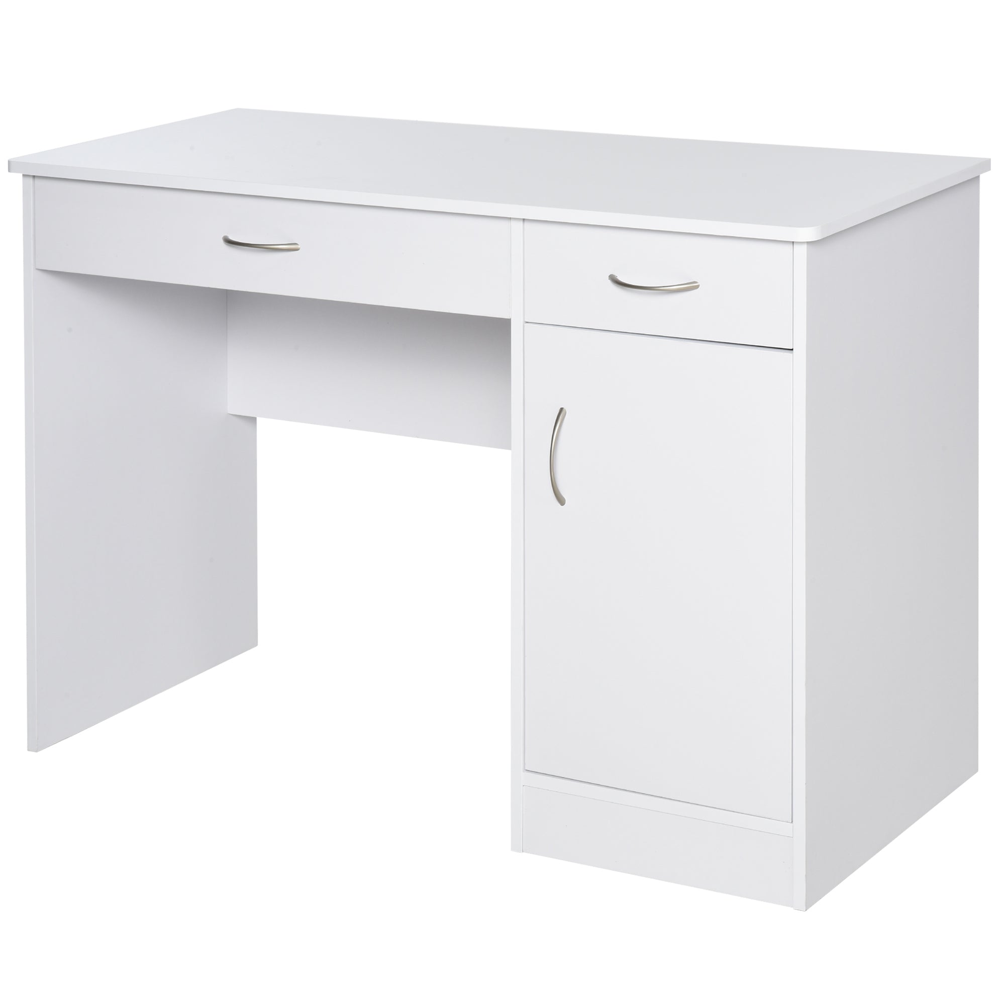 Easycomfort Scrivania Moderna per PC e Computer with 2 Cassetti e 1 Armadietto, Scrivania with Libreria Salvaspazio per Ufficio o Camera in Legno, white