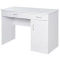 Easycomfort Scrivania Moderna per PC e Computer with 2 Cassetti e 1 Armadietto, Scrivania with Libreria Salvaspazio per Ufficio o Camera in Legno, white