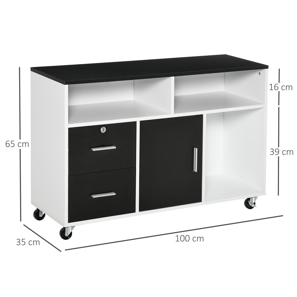 EasyComfort printerkast op wielen 100x35x65 cm, zwart/wit
