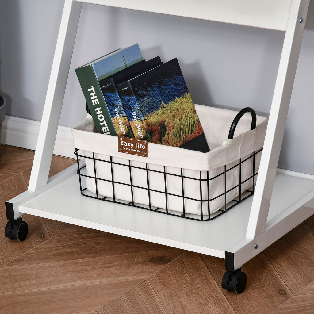 Easycomfort Tavolo Porta PC Classico e Salvaspazio, Piano Tastiera a Scomparsa, 4 Ruote e Ripiano Inferiore white 60x48x73cm