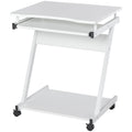 Easycomfort Tavolo Porta PC Classico e Salvaspazio, Piano Tastiera a Scomparsa, 4 Ruote e Ripiano Inferiore white 60x48x73cm
