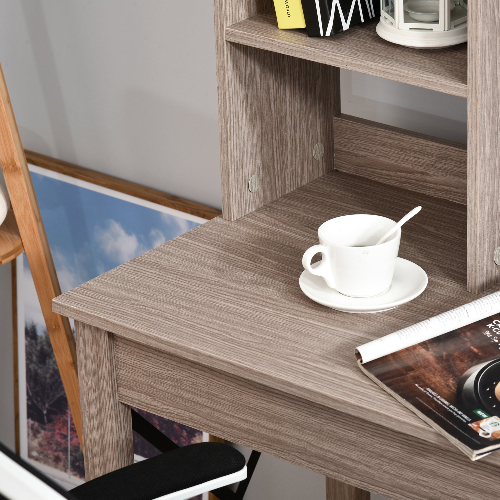 Easycomfort Scrivania Scaffale with Libreria Sopra in Legno per Camera, Cameretta o Ufficio, Salvaspazio 105x50x137.5cm