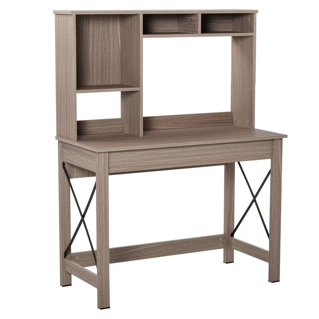Easycomfort Scrivania Scaffale with Libreria Sopra in Legno per Camera, Cameretta o Ufficio, Salvaspazio 105x50x137.5cm