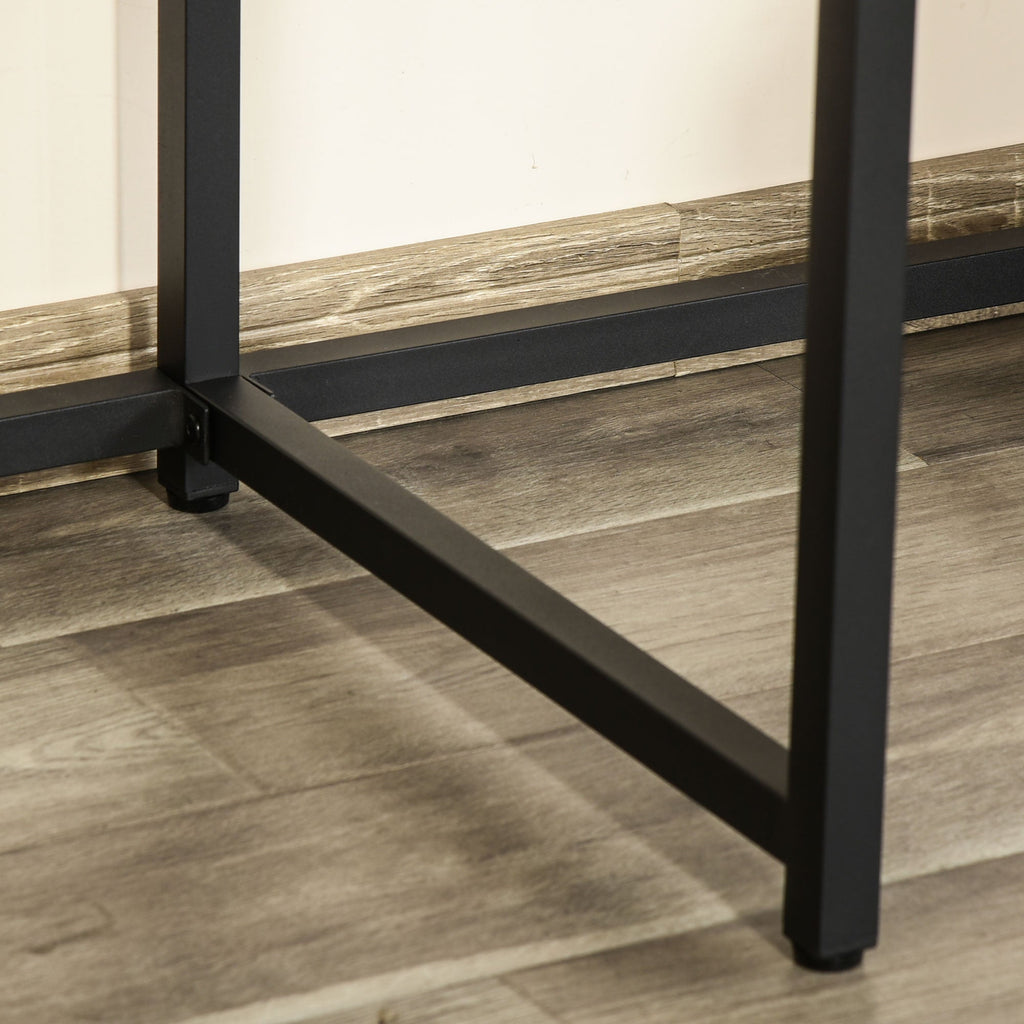 Easycomfort Scrivania Doppia with Scaffali e Mensola per Monitor in Stile Industriale, Scrivania with Libreria Salvaspazio per Ufficio e Studio in Metallo e MDF, 200x53x100cm, black Marrone