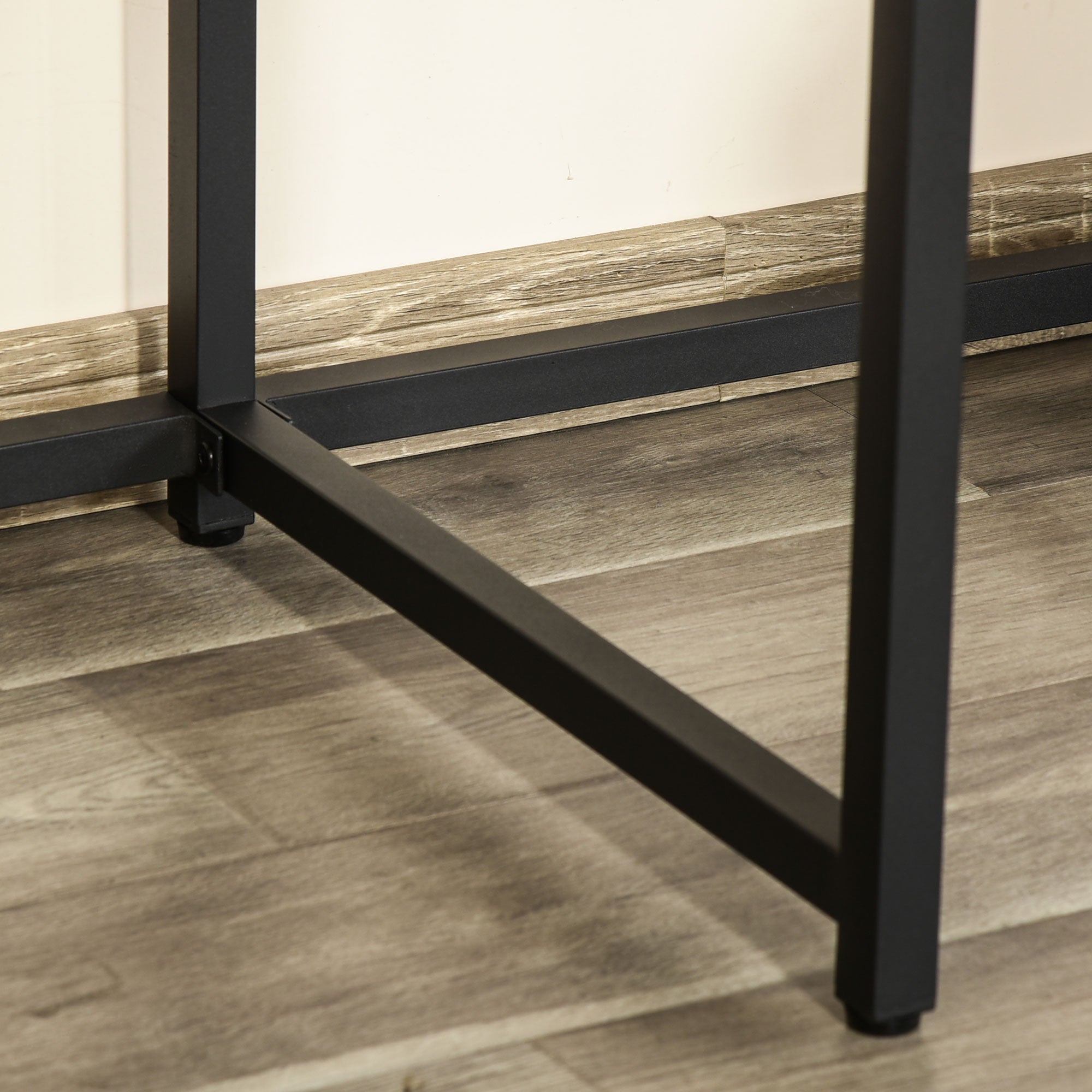 Easycomfort Scrivania Doppia with Scaffali e Mensola per Monitor in Stile Industriale, Scrivania with Libreria Salvaspazio per Ufficio e Studio in Metallo e MDF, 200x53x100cm, black Marrone