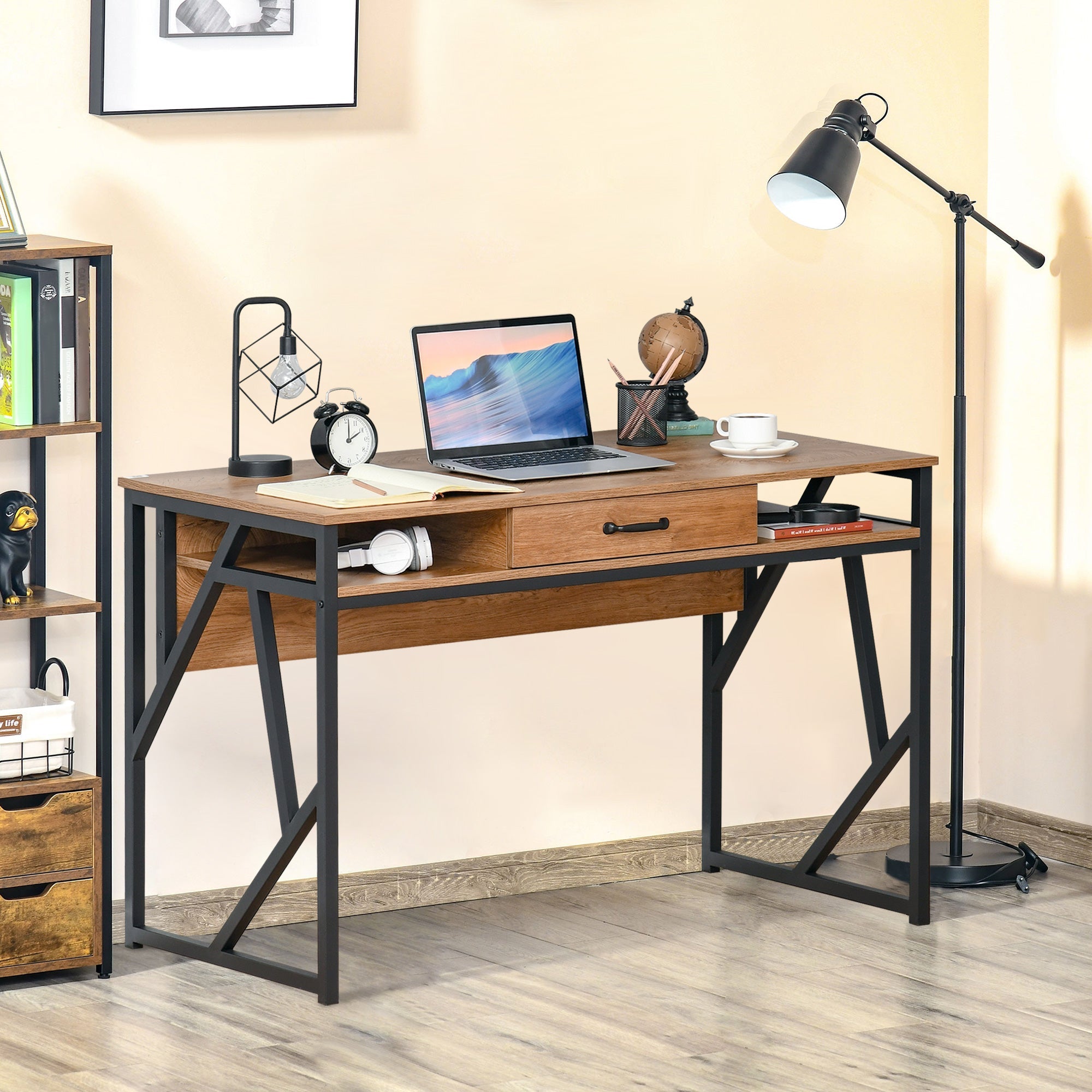 EasyComfort modern bureau 120x60x76 cm zwart/bruin