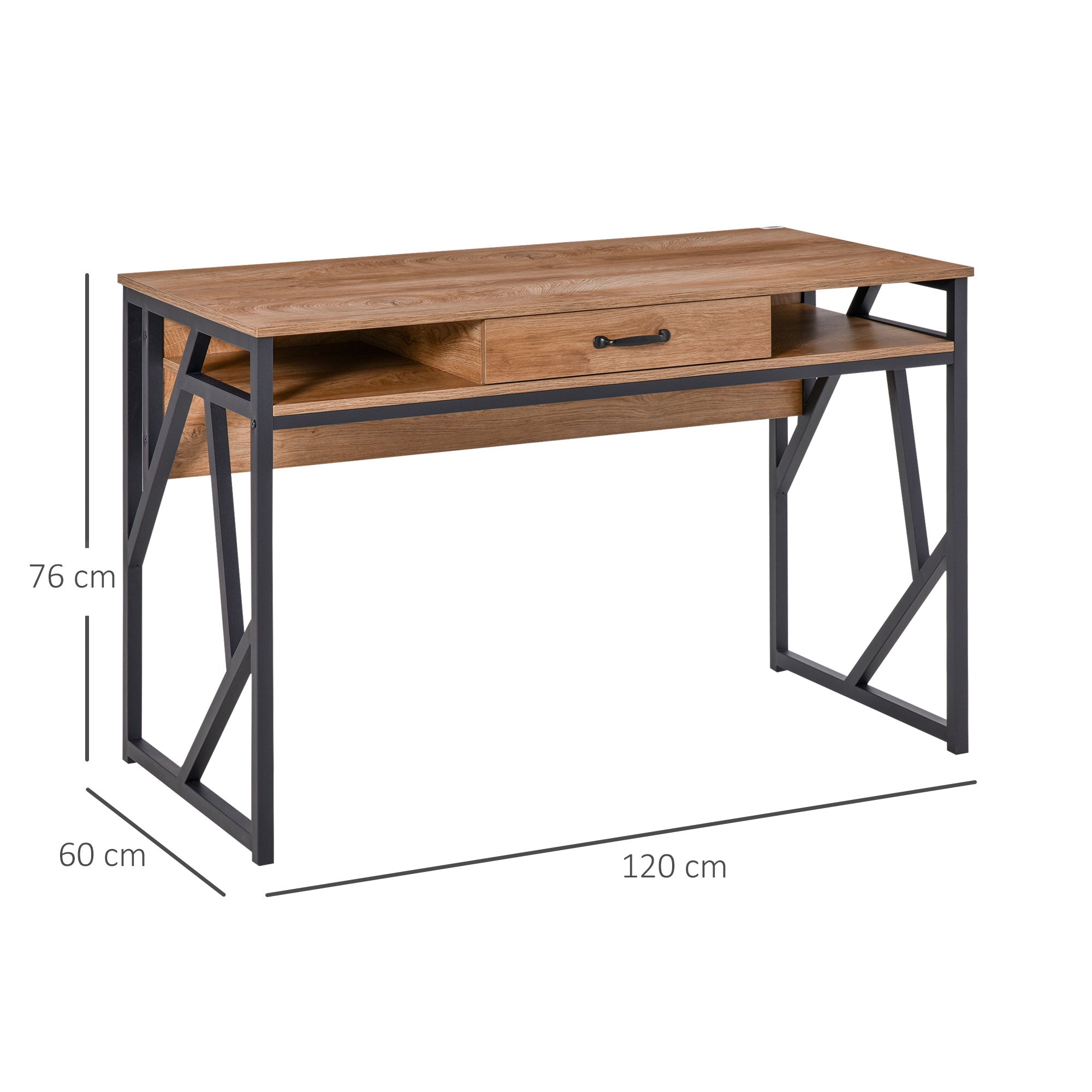 EasyComfort modern bureau 120x60x76 cm zwart/bruin