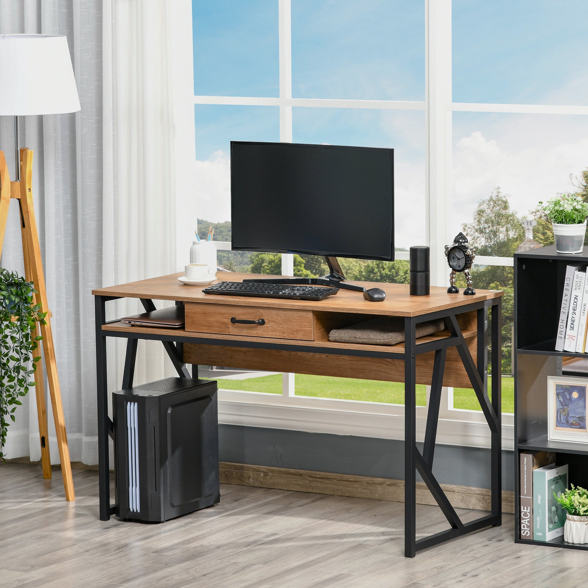 EasyComfort modern bureau 120x60x76 cm zwart/bruin