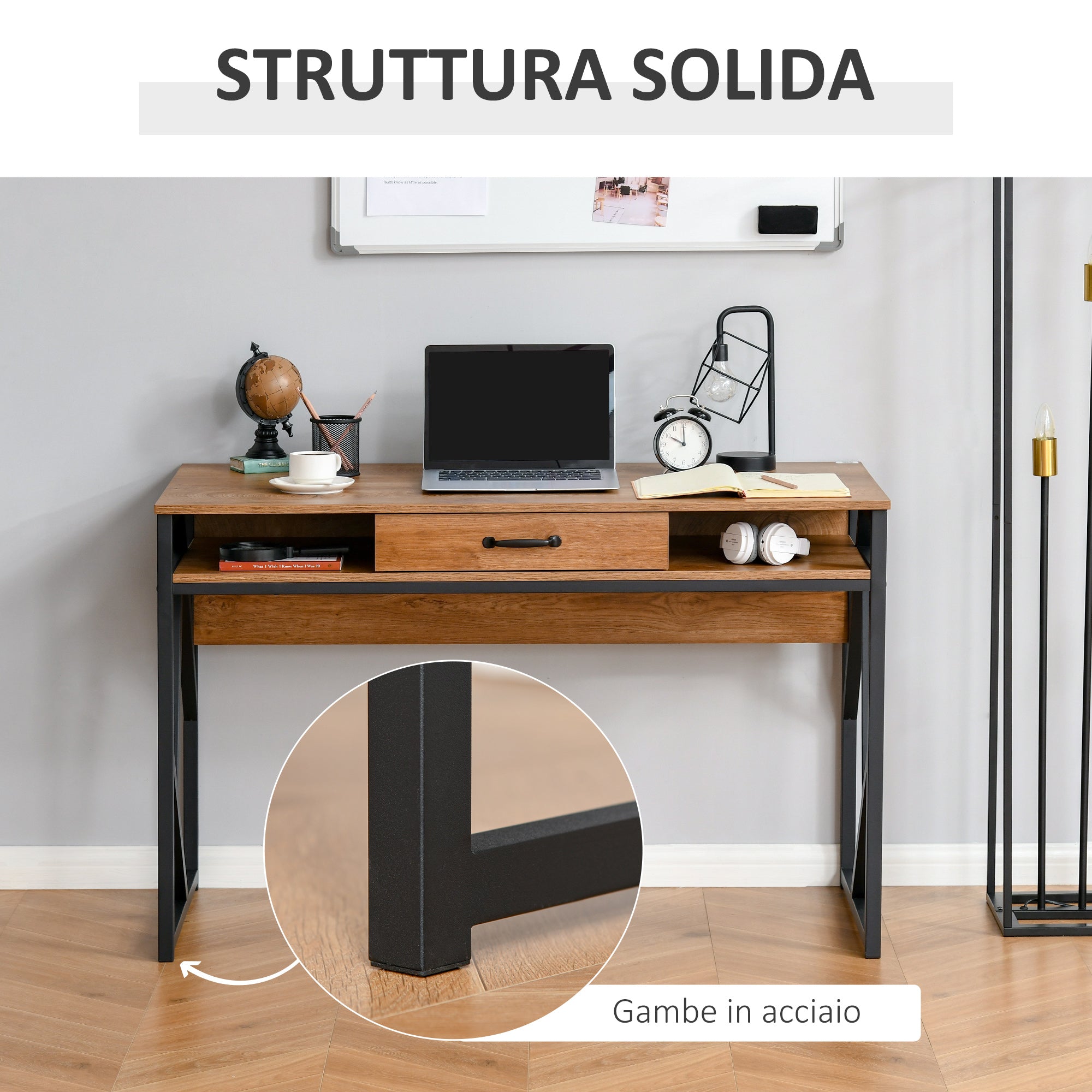 EasyComfort modern bureau 120x60x76 cm zwart/bruin