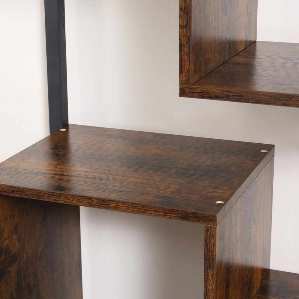 Easycomfort Mobile Libreria Scaffale in Stile Industriale with Armadietto a 2 Ante, Scaffale Salvaspazio a 8 Ripiani per Casa e Ufficio, 70x30x180cm, Marrone