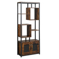 Easycomfort Mobile Libreria Scaffale in Stile Industriale with Armadietto a 2 Ante, Scaffale Salvaspazio a 8 Ripiani per Casa e Ufficio, 70x30x180cm, Marrone
