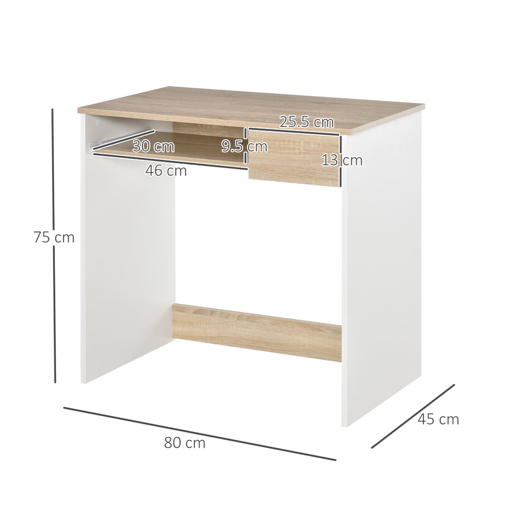 EasyComfort bureau met toetsenbordlade - wit/eiken