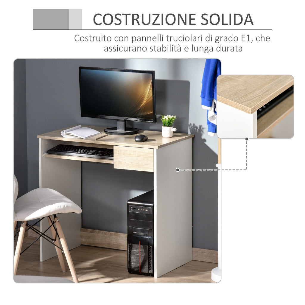 EasyComfort bureau met toetsenbordlade - wit/eiken