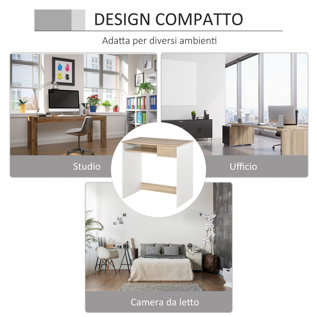 EasyComfort bureau met toetsenbordlade - wit/eiken