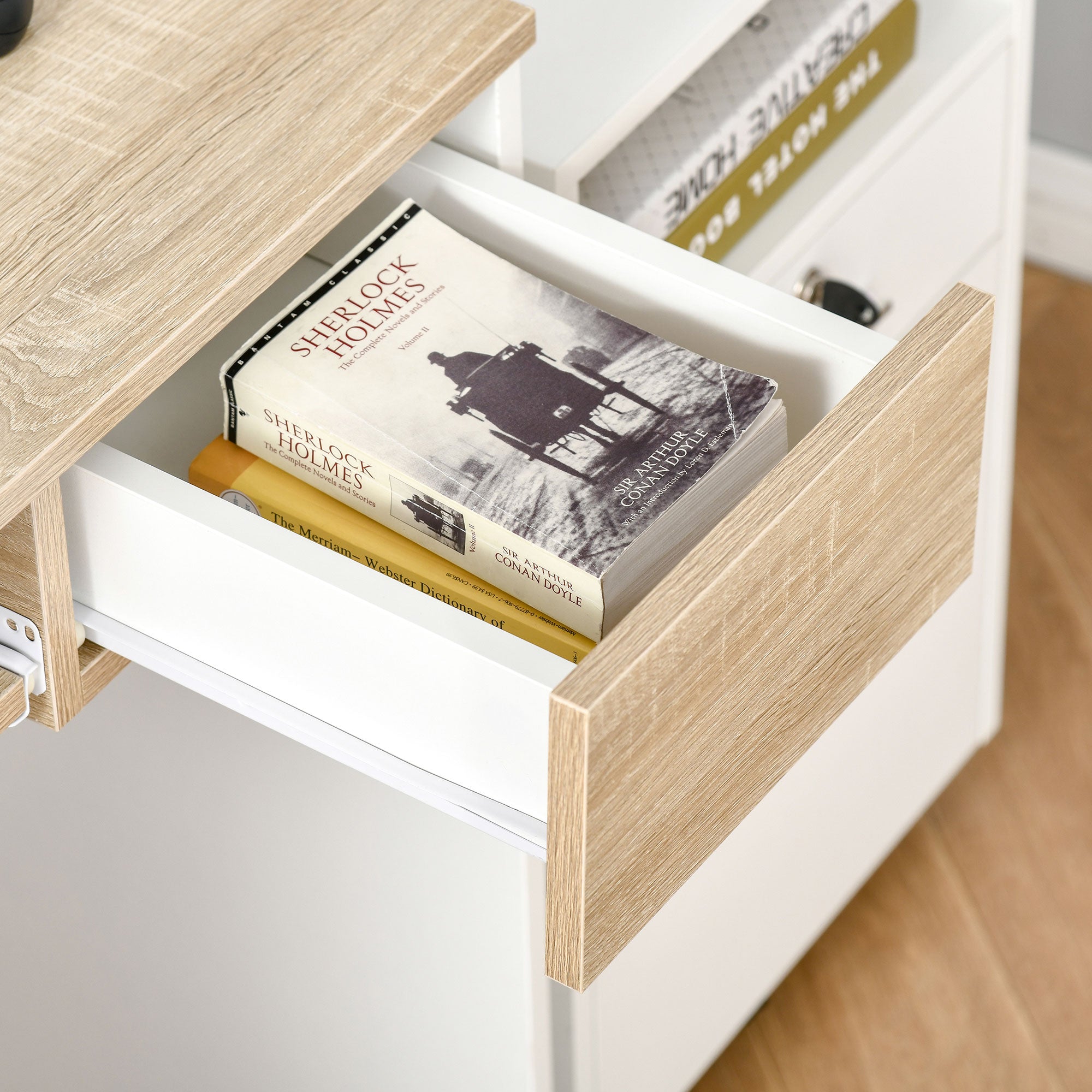 EasyComfort bureau met toetsenbordlade - wit/eiken