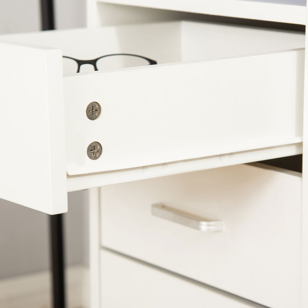 Easycomfort Scrivania per Camera o Ufficio in Legno with 2 Cassetti e 2 Chiavi, 110x50x76cm - white