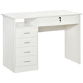 Easycomfort Scrivania per Camera o Ufficio in Legno with 2 Cassetti e 2 Chiavi, 110x50x76cm - white