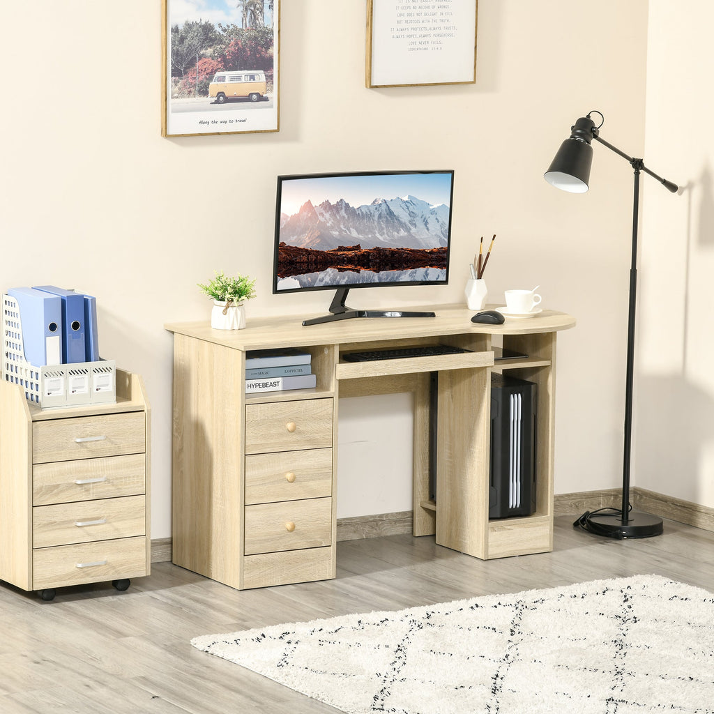 EasyComfort bureau 125x60x74 cm met lades, schappen en toetsenbordplank