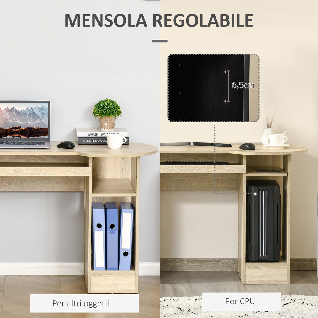EasyComfort bureau 125x60x74 cm met lades, schappen en toetsenbordplank