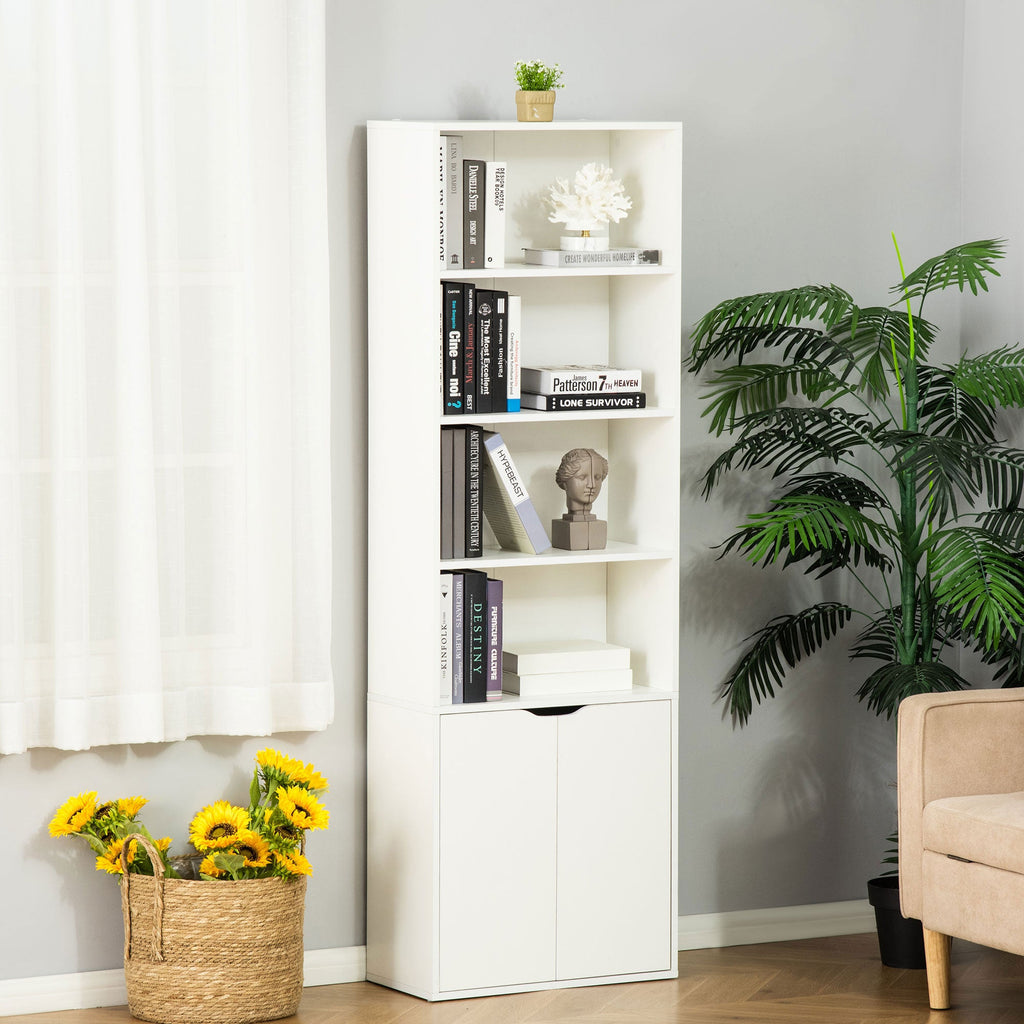 EasyComfort boekenkast met 4 schappen en 2-deurs kast 59x29x180 cm wit