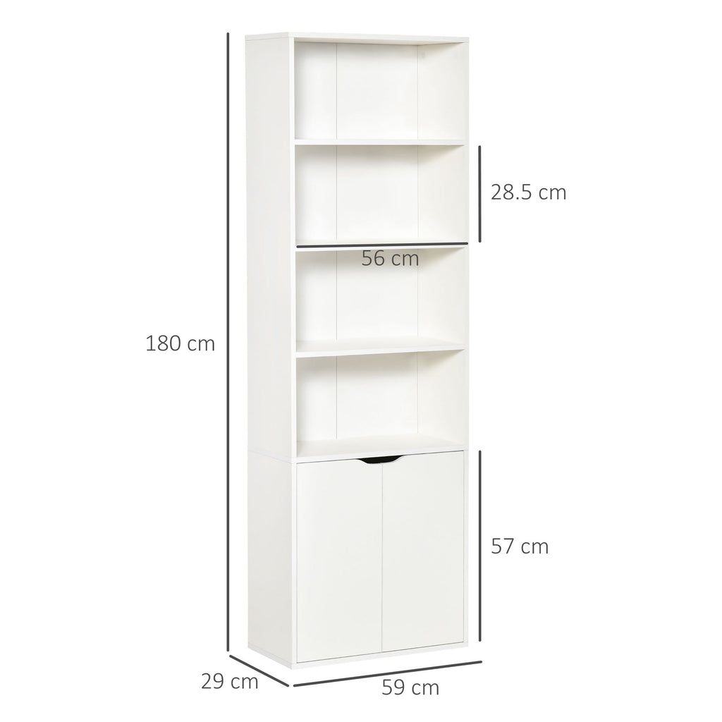 EasyComfort boekenkast met 4 schappen en 2-deurs kast 59x29x180 cm wit
