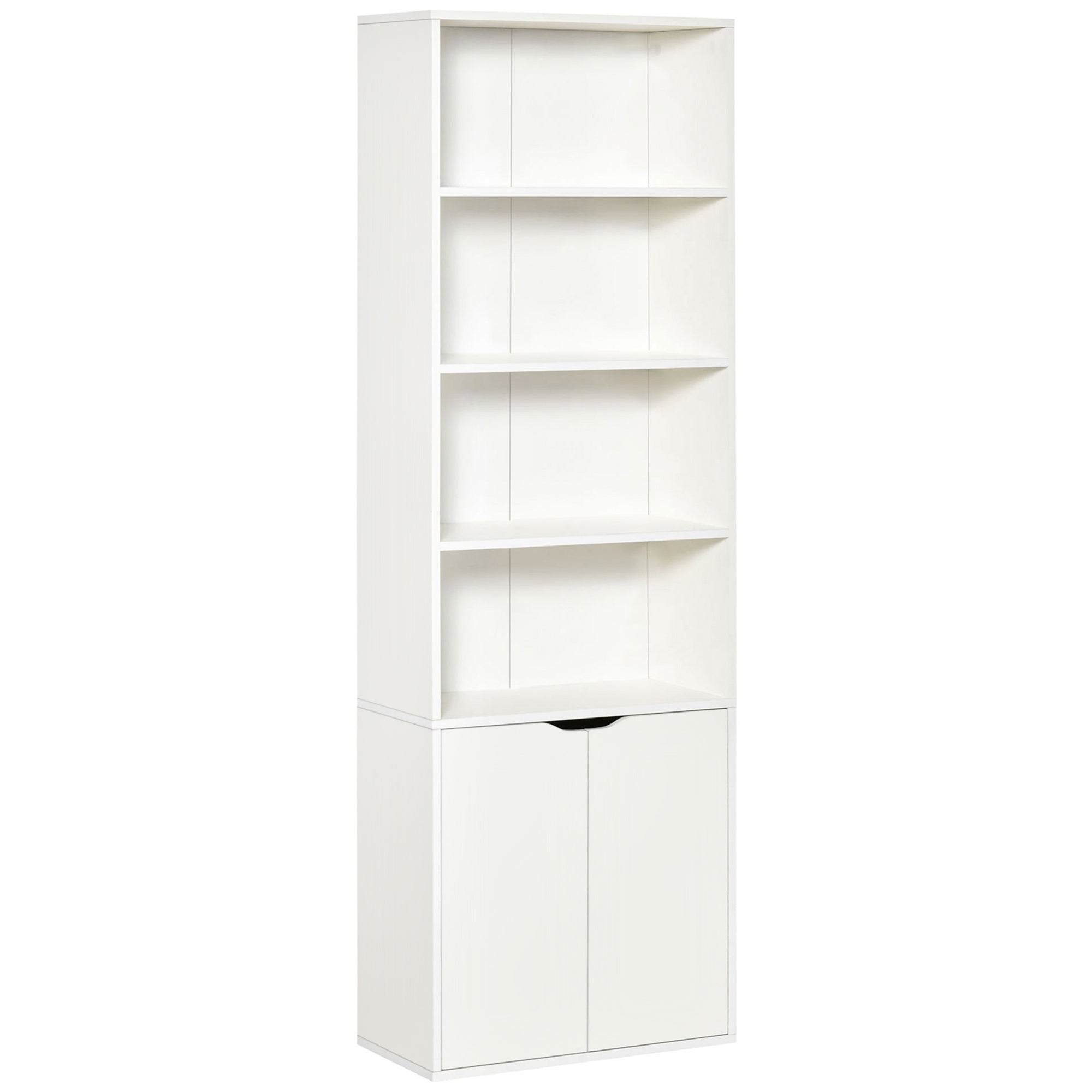 Easycomfort Libreria Moderna 4 Ripiani with Armadietto a 2 Ante in Legno, 59x29x180cm Bianca