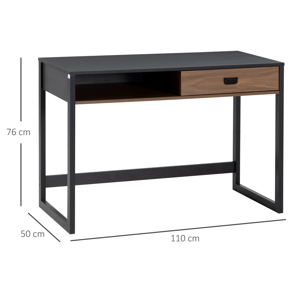 EasyComfort bureau met lade 110x50x76 cm – noten/zwart