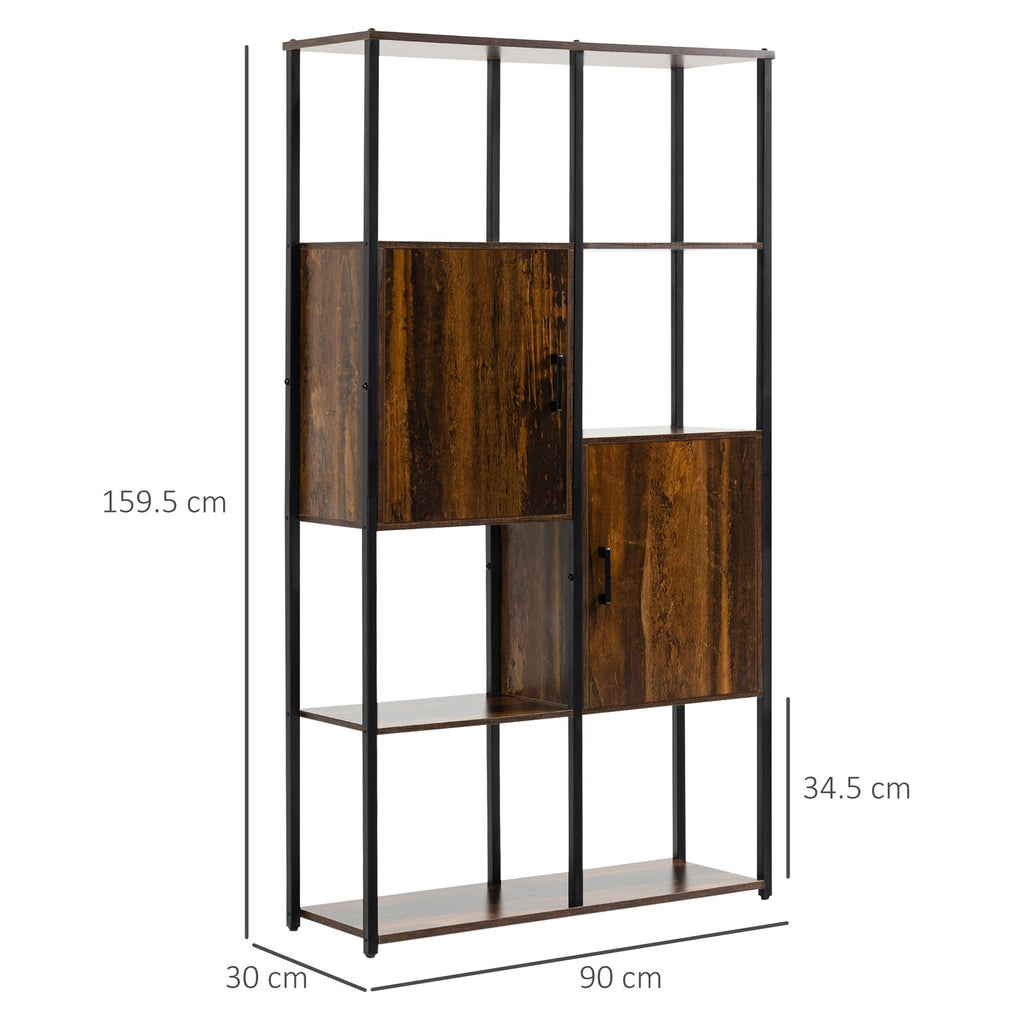 EasyComfort industriële boekenkast met 4 leLPGanken en 2 kastjes 90x30x159.5 cm
