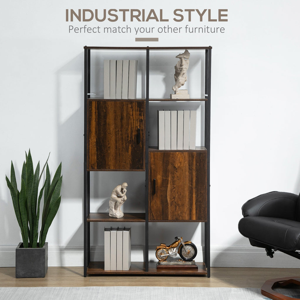 EasyComfort industriële boekenkast met 4 leLPGanken en 2 kastjes 90x30x159.5 cm
