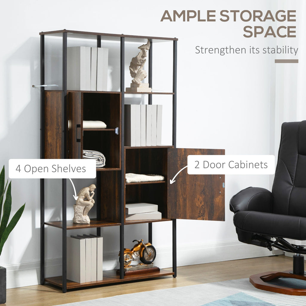 EasyComfort industriële boekenkast met 4 leLPGanken en 2 kastjes 90x30x159.5 cm